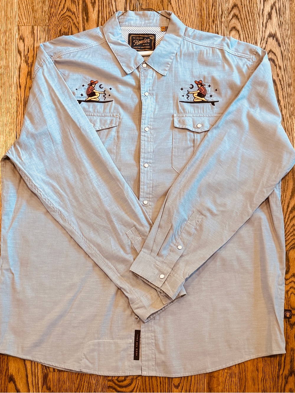 Howler Brothers Light Blue Western Embroidered Button-Down Shirt